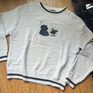 Croft and Barrow Embroidered Black lab and Duck hunting knit Sweater